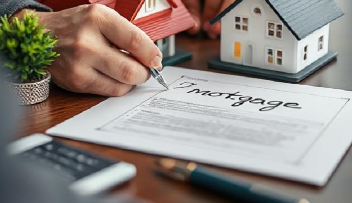 قرارداد صلح ملک در رهن ـ صلح آفرین|دست فردی در حال امضای قرارداد رهندر کنار ماکت خانه